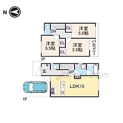 叡山電鉄叡山本線 茶山・京都芸術大学駅 徒歩9分の賃貸一戸建て 3LDKの間取り