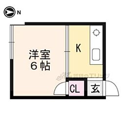パレ修学院 1階1Kの間取り