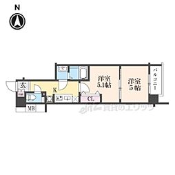 京都市上京区千本通上長者町下る革堂前之町マンション 2Kの間取図画像