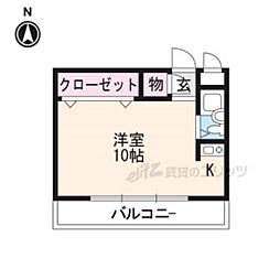 京都市営烏丸線 北大路駅 バス14分 玄琢下下車 徒歩1分の賃貸マンション 2階ワンルームの間取り