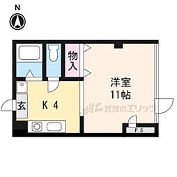 エリッツ6ｔｈ 3階1Kの間取り