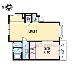 メゾンかしわべ 2階1LDKの間取り
