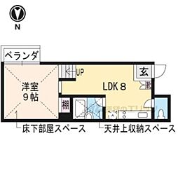 是空ＨＯＲＩＫＡＷＡ 2階1LDKの間取り