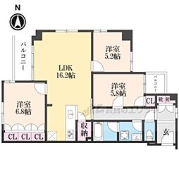 Ｌｉｎｄｅｎ夷町 3階3LDKの間取り