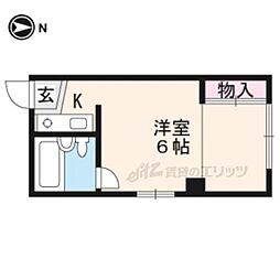 京都市営烏丸線 北大路駅 バス10分 御園口町下車 徒歩1分の賃貸マンション 1階ワンルームの間取り