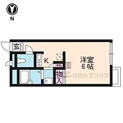 京都市営烏丸線 北大路駅 バス15分 千本鞍馬口下車 徒歩5分の賃貸マンション 2階1Kの間取り