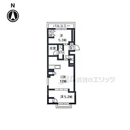 大徳寺サウスゲートヒルズ 2LDKの間取図画像