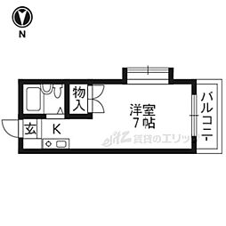 パレスＪ 3階1Kの間取り