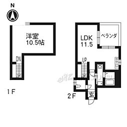 アルカス今出川 1LDKの間取図画像