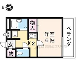 レオパレス西陣 2階1Kの間取り