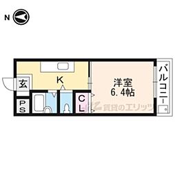 ハイツ北泉 3階1Kの間取り