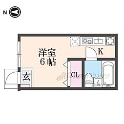 プリオーレ上高野 地下1階1Kの間取り