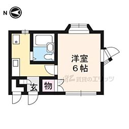 ヴィラ・サンシャイン上賀茂 2階1Kの間取り