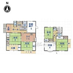 叡山電鉄叡山本線 修学院駅 徒歩7分の賃貸一戸建て 6DKの間取り