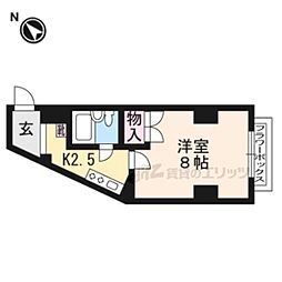 京阪本線 出町柳駅 バス37分 篠坂町下車 徒歩5分の賃貸マンション 2階1Kの間取り