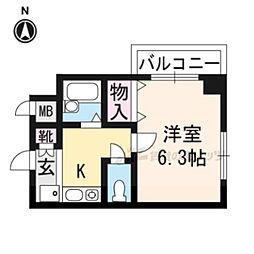 ＤＥＴＯＭ−1千本智恵光院 5階1Kの間取り