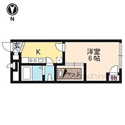レオパレスクリエイティブＡｇｅ 1階1Kの間取り