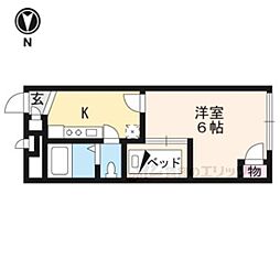 京都市営烏丸線 北大路駅 バス17分 神光院前下車 徒歩6分の賃貸アパート 1階1Kの間取り