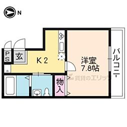 京都市営烏丸線 北大路駅 バス17分 玄琢下下車 徒歩3分の賃貸マンション 2階1Kの間取り