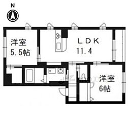 シャーメゾンＵＮ（Ｂ棟） 1階2LDKの間取り