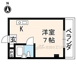 京阪本線 神宮丸太町駅 徒歩8分の賃貸マンション 3階ワンルームの間取り