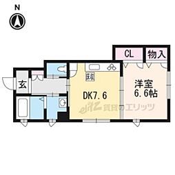 JR山陰本線 二条駅 バス13分 千本鞍馬口下車 徒歩5分の賃貸アパート 1階1DKの間取り