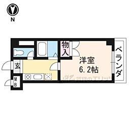 ヴェルメゾン今出川 2階1Kの間取り