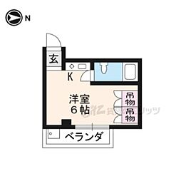 カーサ東一条 ワンルームの間取図画像