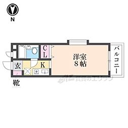 洛北アーバンコート 1Kの間取図画像