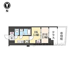 アクアプレイス京都千本丸太町 1DKの間取図画像