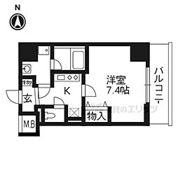 クリスタルグランツ京都御所西 1Kの間取図画像