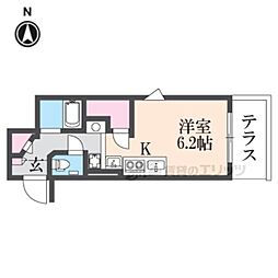 デ・リード御所北 1Kの間取図画像