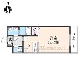 モンテレジデンス西陣 ワンルームの間取図画像