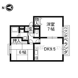 ハイツやすらい 2DKの間取図画像