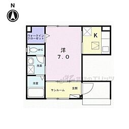 ルピナス等寺院 1Kの間取図画像