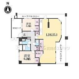 ユニハイム四条大宮駅前 2LDKの間取図画像