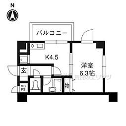 ライオンズマンション五条大宮第2 1DKの間取図画像