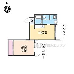 フレーヴァー北山 1LDKの間取図画像