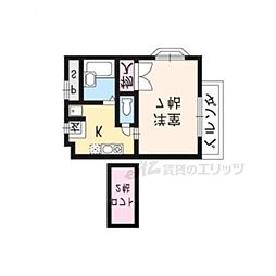 レイクヴィラ北山 1Kの間取図画像