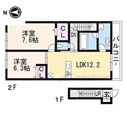 ハッピネス 2LDKの間取図画像