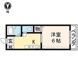 衣笠ハイツ 1Kの間取図画像