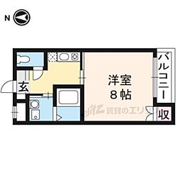 ヴィラデステ北白川 1Kの間取図画像