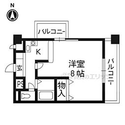 アパートメント宝ケ池 1Kの間取図画像