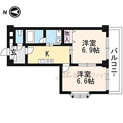 ウィステリア壱番館 2Kの間取図画像