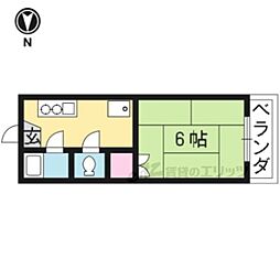 京都市営烏丸線 北大路駅 バス12分 金閣寺道下車 徒歩7分の賃貸アパート 2階1Kの間取り