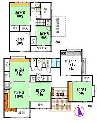 富山市永久町　中古戸建 7DKの間取り