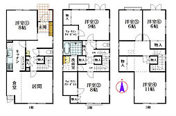 富山市石金2丁目　中古戸建 6LDKの間取り