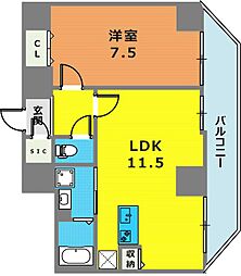 グルーブ神戸元町アリア 1LDKの間取図画像
