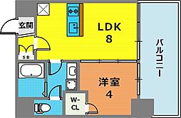 ブエナビスタ神戸イースト 1LDKの間取図画像