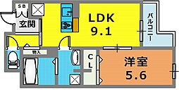 テラコート北野坂 1LDKの間取図画像